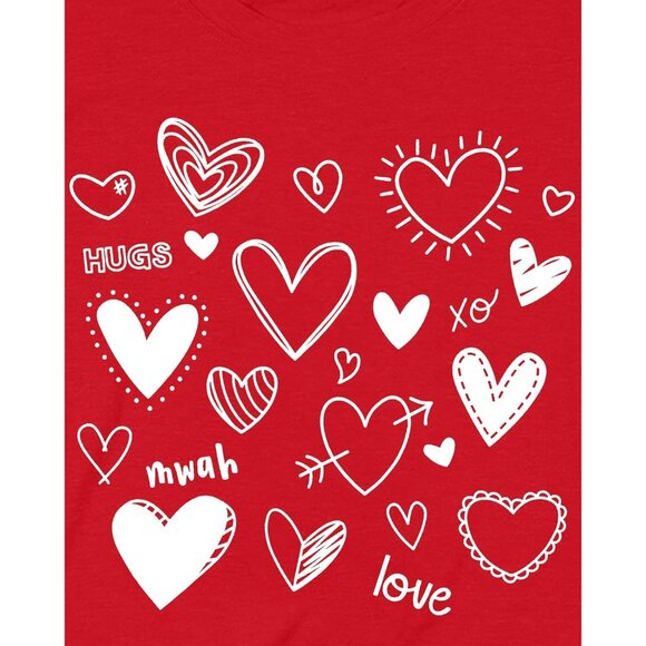 Meesheep Women Red Cute Love Hearts Pull On T shirts Valentines Day Gifts Tops - Picture 6 of 6